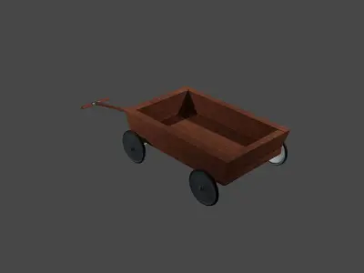 Little Wooden Wagon with Pins and Screws 3D model