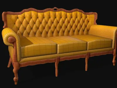 Sofa Antique Stylized Low-poly 3D model