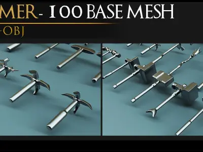 100 Models-Cold Weapons-Hammer Weapons-Game Ready Model-Vol 09 Low-poly 3D model