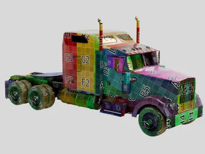 Low Poly American Semi Truck with 4K Textures Low-poly 3D model