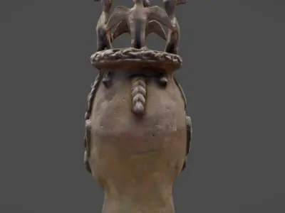 Osun Altar Head - Bronze Head and Cast Low-poly 3D model