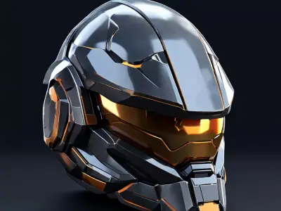 SciFi Helmet Futuristic Combat Gear Low-poly 3D model