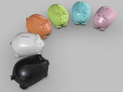 Piggy-Bank three colorful piggy bank 3D model