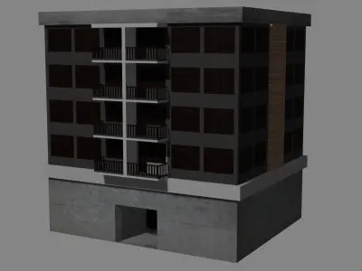 Apartment Building House BLEND FBX OBJ Low-poly 3D model