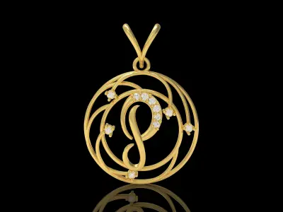 Alphabet P Diamond Pendant 3D print model