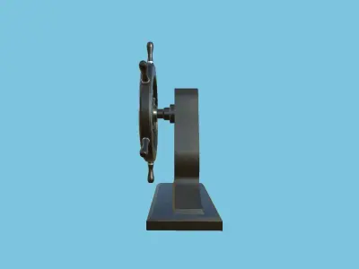 Pirate Ship Wheel 08 - Black Metal - Helm Interior Parts Low-poly 3D model