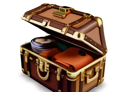Vintage Travel Trunk with Clothes Low-poly 3D model