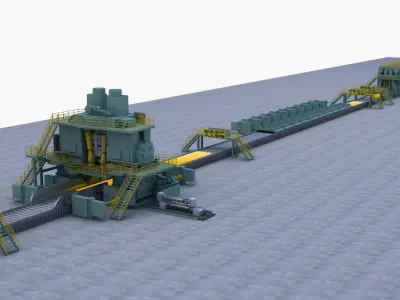 Metal Sheet Cutting And Rolling Mill 3D model