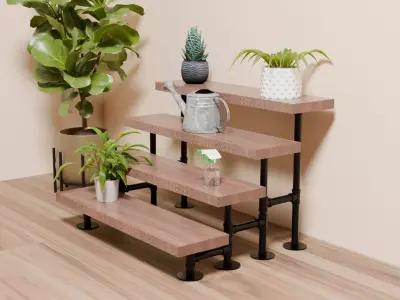 Industrial Pipe Fittings Plant Stand Low-poly 3D model