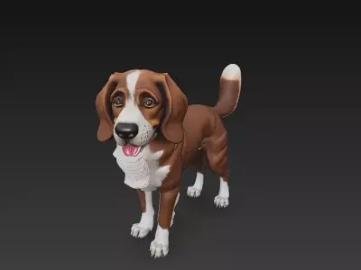 Dog Realistic 3D Model Basic - Low Poly Realistic Low-poly 3D model get