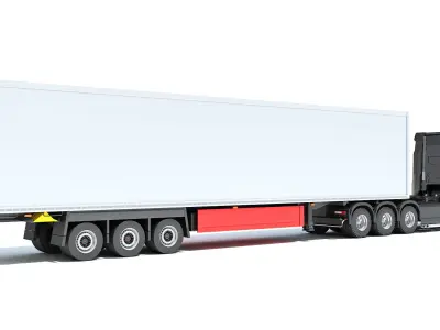 Truck with Reefer Refrigerator Trailer 3D model get