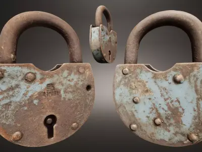 Old metal Lock Low-poly 3D model