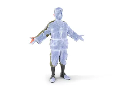 Military Officer D Character Rigged and Animated Low-poly 3D model