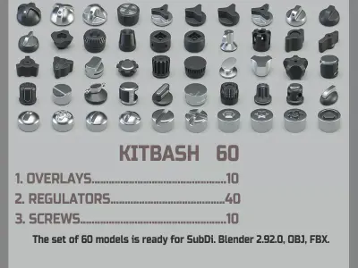 Hard Surface Kitbash  Regulators Screws Overlays 3D model