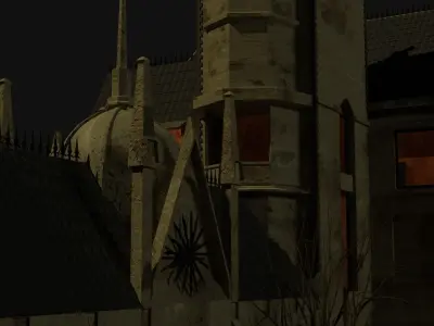 Castle scene and a low poly 3D model