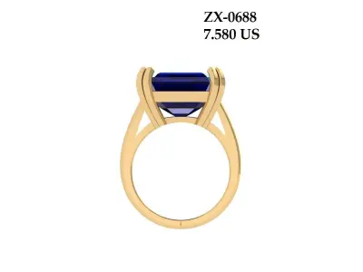 Emerald Solitaire Ring 3D print model 30