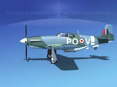 North American Mustang X RAF V07 3D model