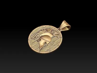 Spartan helmet shield pendant 3D print model purchase