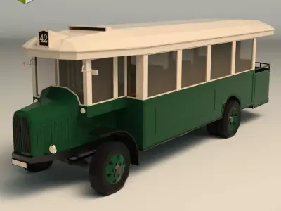 Low Poly Vintage Bus 03 Low-poly 3D model