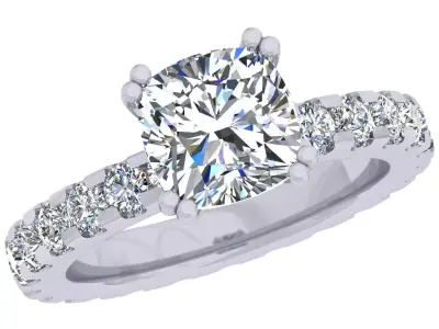 Cushion Stone Ring 3D print model