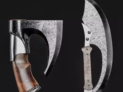 Small Combat Axe Low-poly 3D model