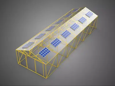 SOLAR POWERED PLANT CROP GREENHOUSE HOTHOUSE GLASSHOUSE GARDEN 3D model