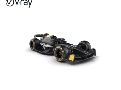 Aggressive Formula  Racer Matte Black Model Pack Low-poly 3D model