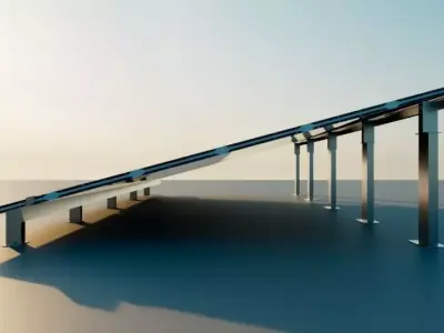Solar Panel With Rack Low-poly 3D model