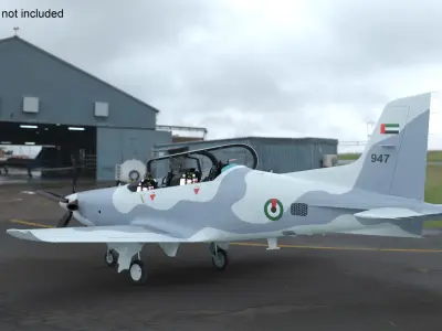 Training Aircraft Pilatus PC-21 Grey Rigged 3D model