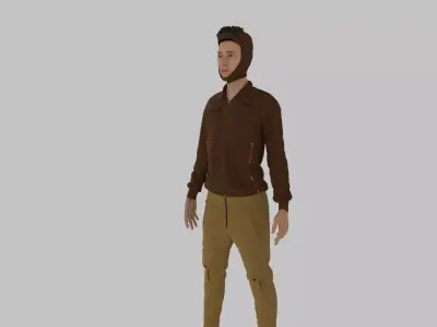 Fighter Pilot WW2 Low-poly 3D model