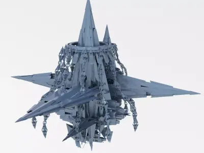 Alien planet mining station base 2 Low-poly 3D model