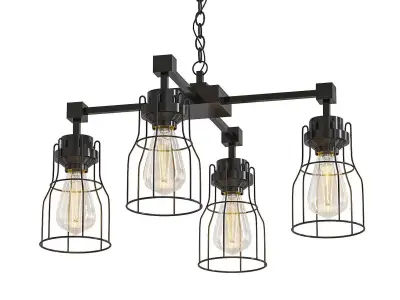 Industrial Wire Cage Chandelier 3D model
