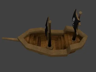 Low poly Pirate Ship Cartoon Low-poly 3D model