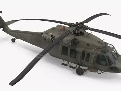 Sikorsky UH-60 Black Hawk US Military Utility Helicopter Low-poly 3D model