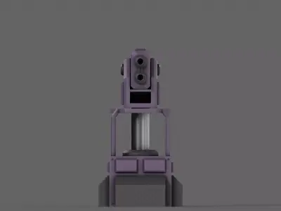 PBR Turret Gun 02 Purple Low-poly 3D model