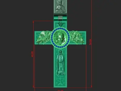 CROSS WITH JESUS AND PRAYER 3D print model