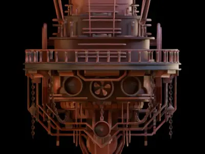 Steampunk Aircraft 3D Model 3D model