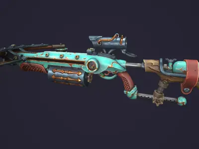 Steampunk crossbow  Low-poly 3D model