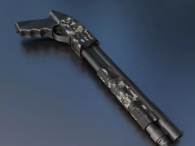 shotgun gun with camouflage pattern 3D model