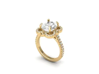 Oval Art Deco Ring 3D print model 15