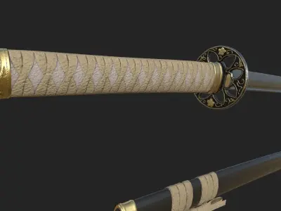 Katana Low Poly 3D Model Game Friendly Low-poly 3D model