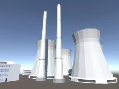 Stylized Nuclear Power Plant Low-poly 3D model