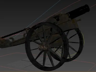 cannon cartoon military rigged model 3D model