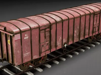 Indian Railways BCNA Covered Freight Wagon Low-poly 3D model
