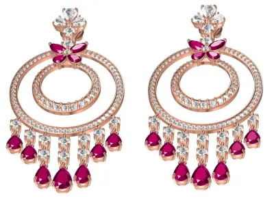 Antique Large Diamond Ring Pear Drop Earring 3D print model