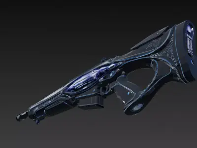 Cartoon Cyberpunk Rifle PBR 3D Model Low-poly 3D model
