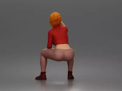 girl sitting drink during short peaceful break 3D print model