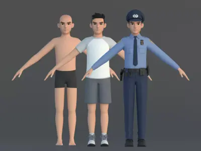 Michael Cartoon Man Character Low-poly 3D model