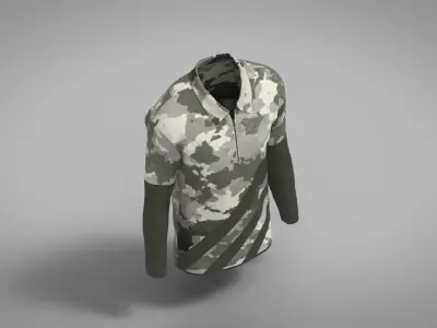 Military Outfit - T-shirt Low-poly 3D model 28