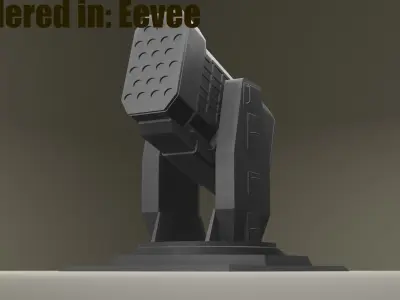 Rocket Turret for Eevee and Cycles Low-poly 3D model